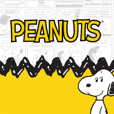 Peanuts logo in yellow on a white background