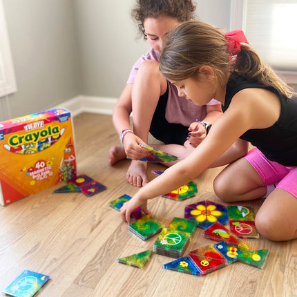 Crayola Tie-Dye Magnetic Tiles 40-Piece Building Set