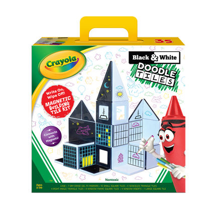 Crayola Black &amp; White Doodle Tiles 35-Piece Magnetic Building Set