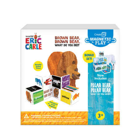 Box of 'Brown Bear, Brown Bear, What Do You See?' educational toy set by Eric Carle with magnetic play feature.