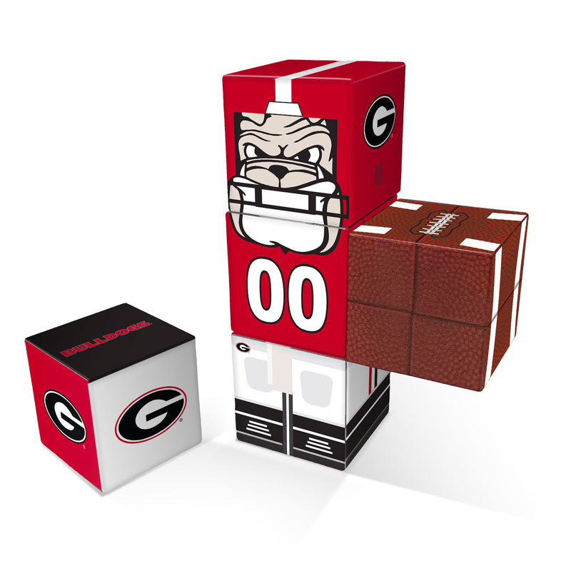 Set of five  magnetic cubes with a football design and logo on a white background