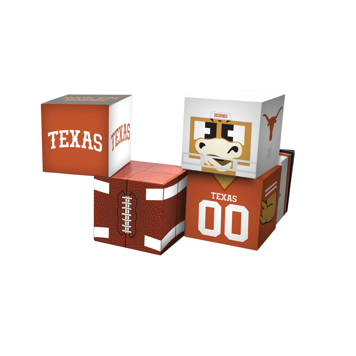 Texas-themed paper toy with football design on a white background