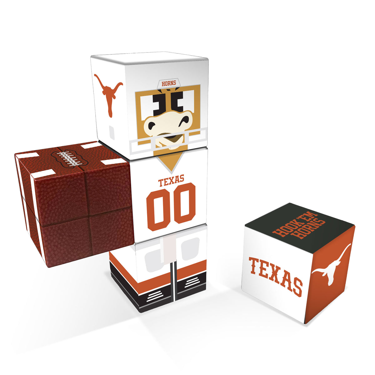 Collection of Texas-themed dice boxes on a white background