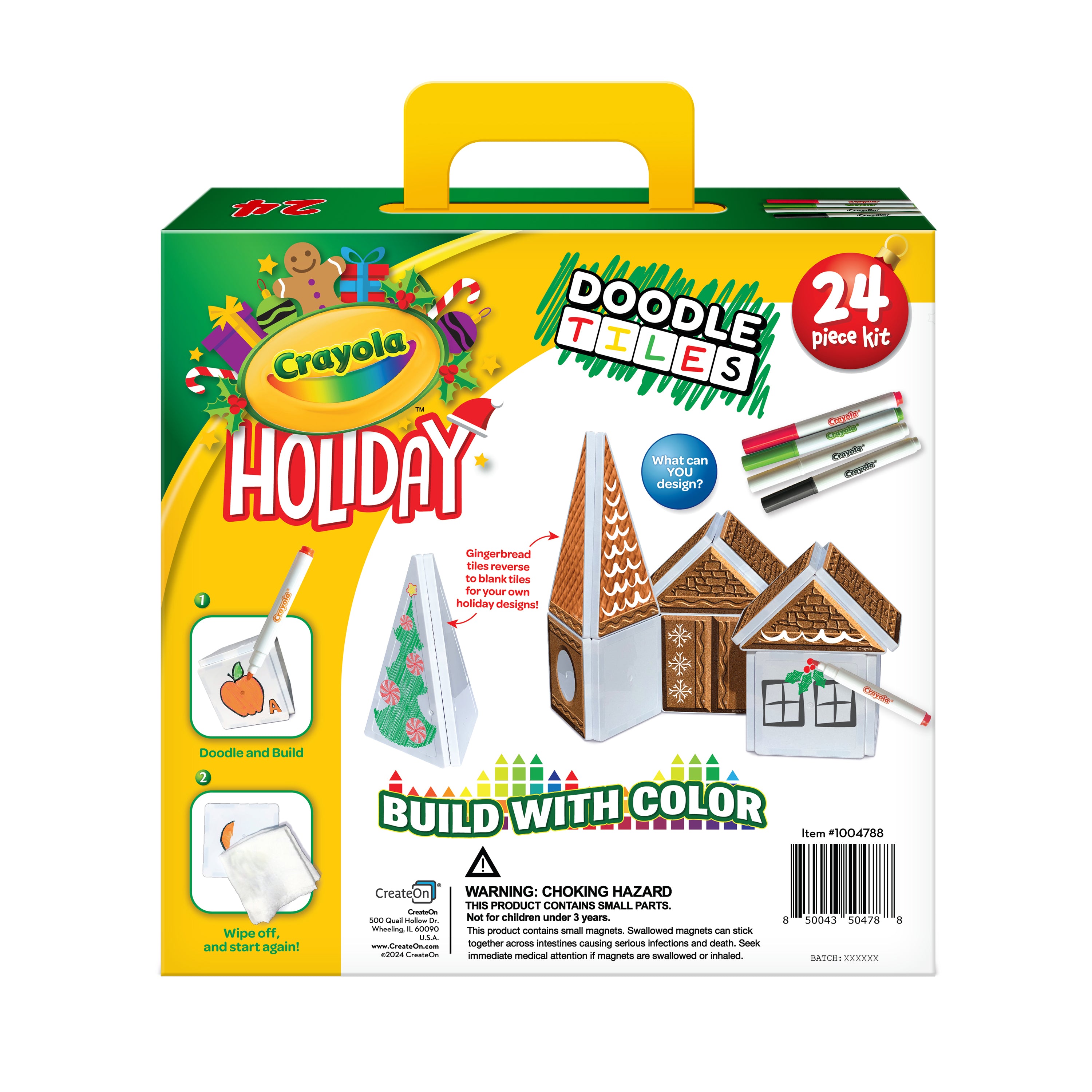 Createon Crayola Doodle Holiday Gingerbread House Magnetic Tiles