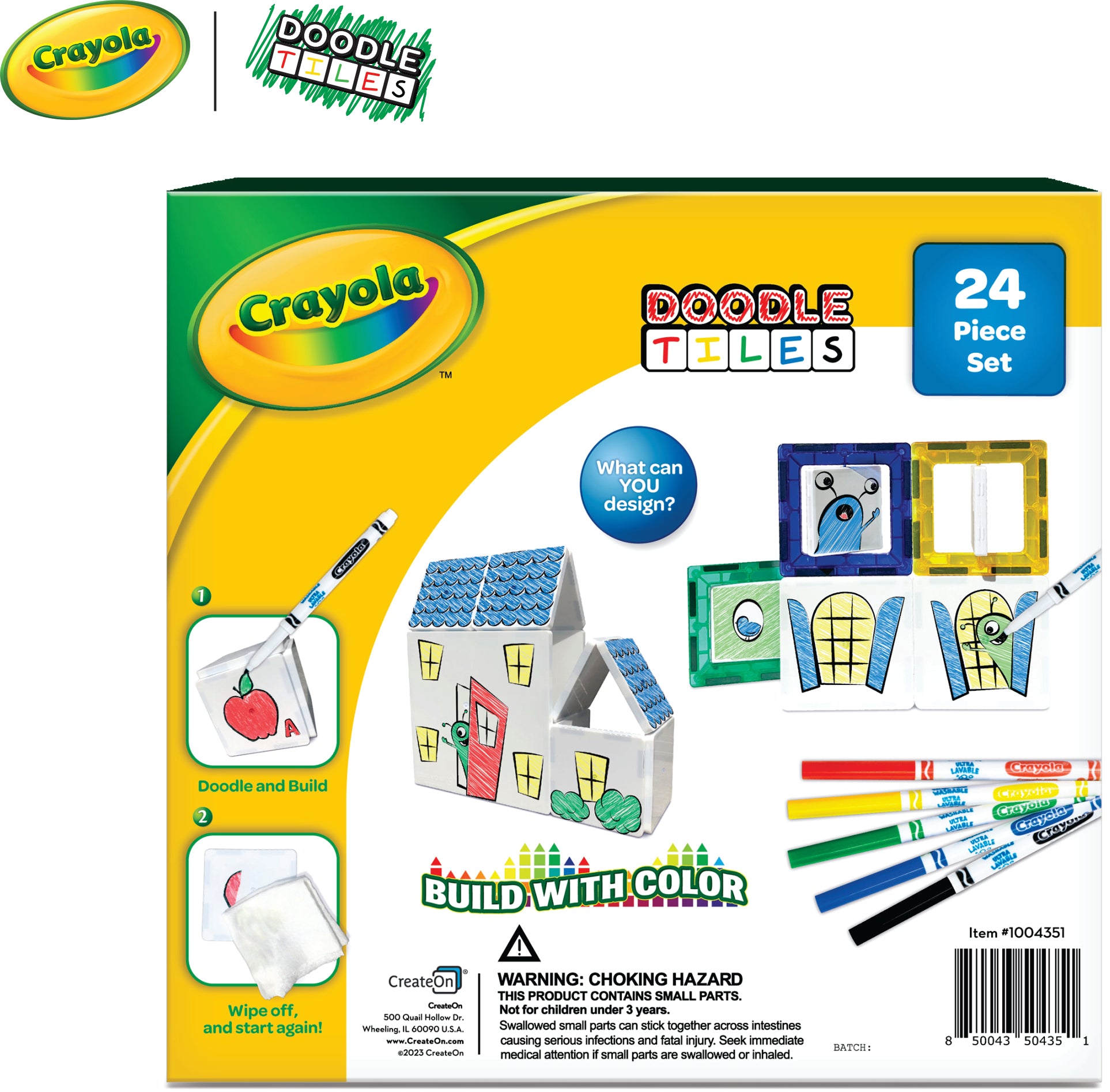 Crayola Doodle Magnetic Tiles | 24-Piece Building Set – CreateOn