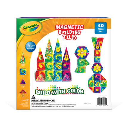Crayola Tie-Dye Magnetic Tiles 40-Piece Building Set
