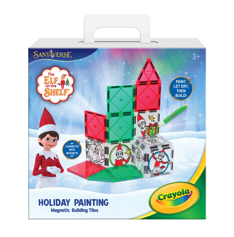 Createon Crayola Elf On The Shelf Painton Gingerbread House | Magnetic Building Tiles Kit With Crayola Paint Tubes | Christmas Holiday Craft Toy | 18-Piece Magnetic Construction & Painting Set For Kids Ages 3+