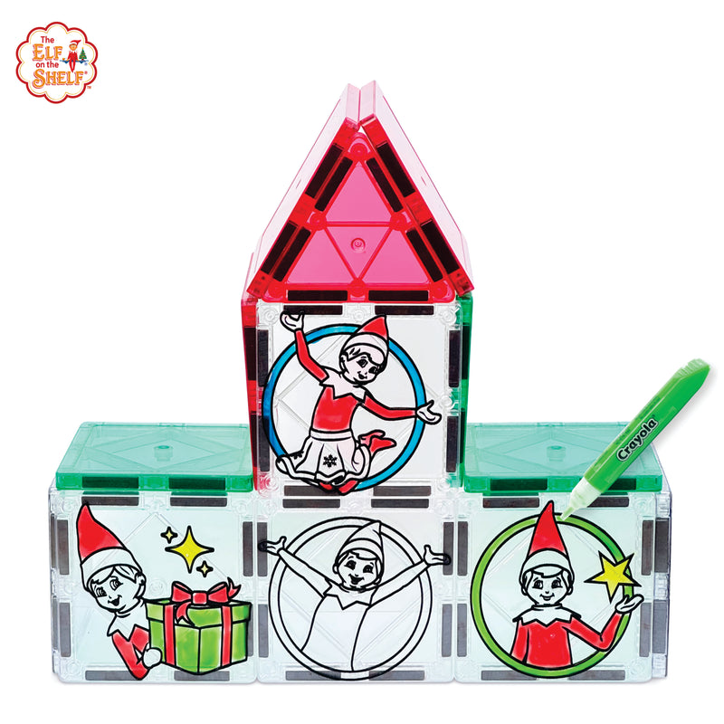 Createon Crayola Elf On The Shelf Painton Gingerbread House | Magnetic Building Tiles Kit With Crayola Paint Tubes | Christmas Holiday Craft Toy | 18-Piece Magnetic Construction & Painting Set For Kids Ages 3+
