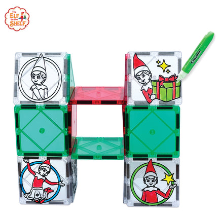 Createon Crayola Elf On The Shelf Painton Gingerbread House | Magnetic Building Tiles Kit With Crayola Paint Tubes