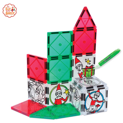 Createon Crayola Elf On The Shelf Painton Gingerbread House | Magnetic Building Tiles Kit With Crayola Paint Tubes