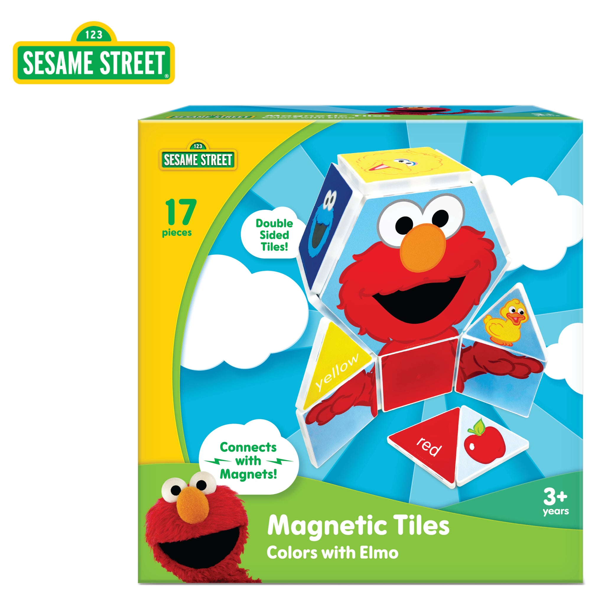 Sesame Street Colors with Elmo | Magnetic Tile Set | CreateOn