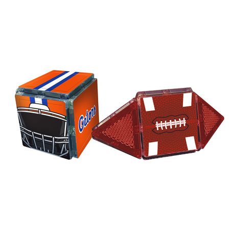 Two sports-themed dice cubes on a white background