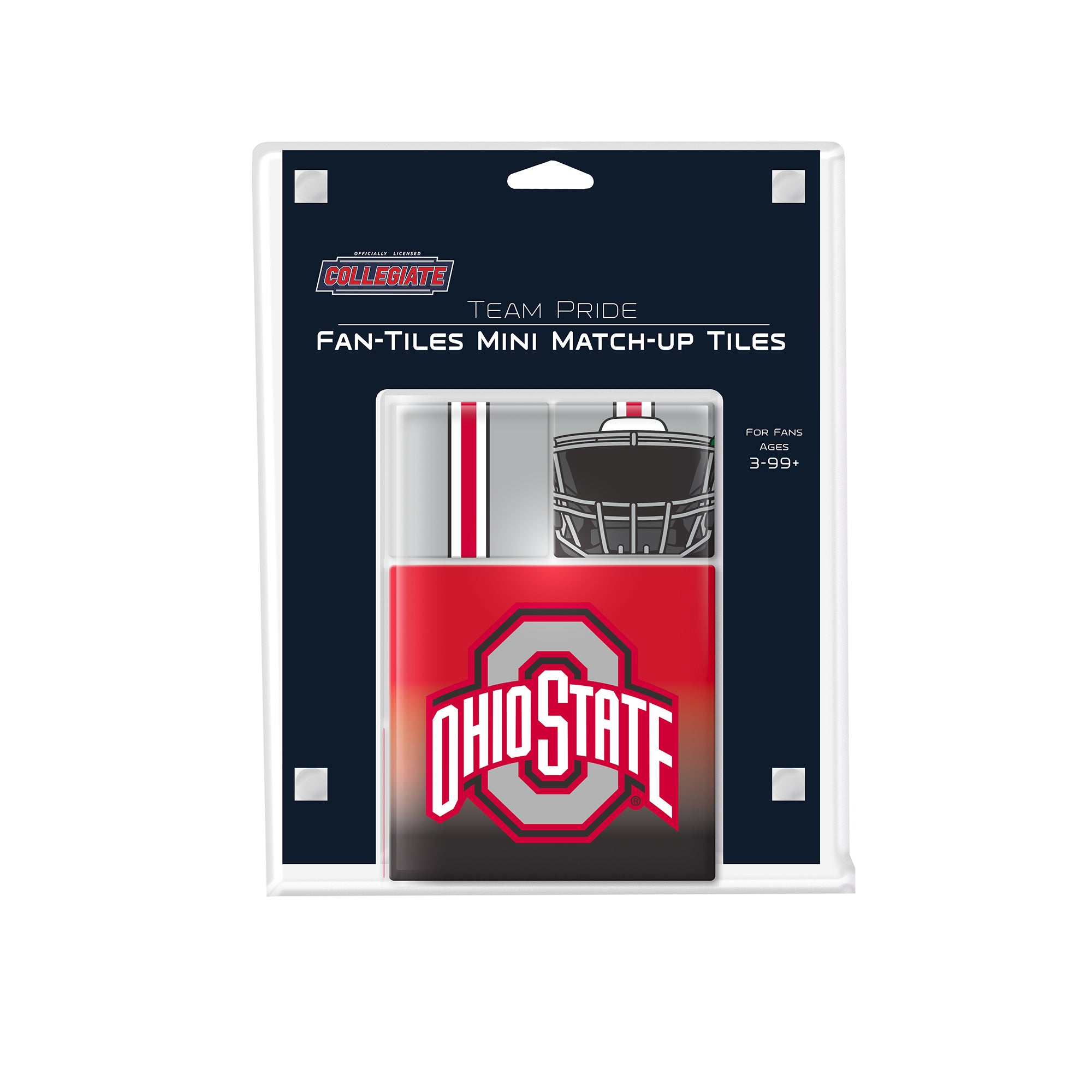 Packaged Ohio State-themed mini match-up tiles with team logo on a white background