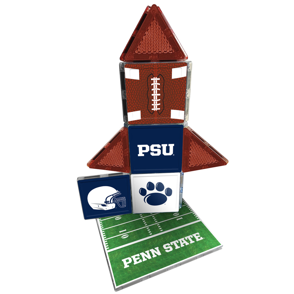 Penn State-themed decorative item with football design on a white background