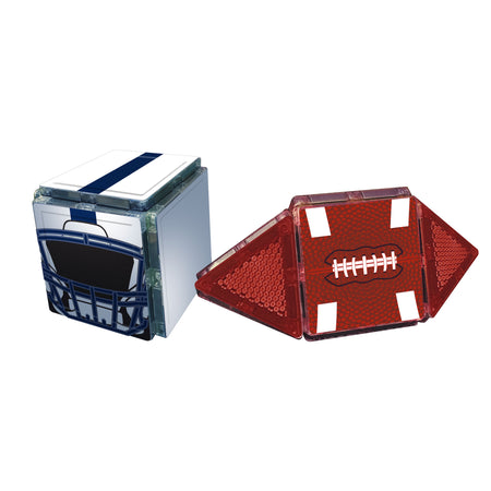 Two sports-themed paperweights, one resembling a football and the other a sports car, on a white background.