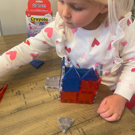 Crayola Red, White &amp; Blue Glitter Mini pip-Tiles 27-Piece Magnetic Building Set