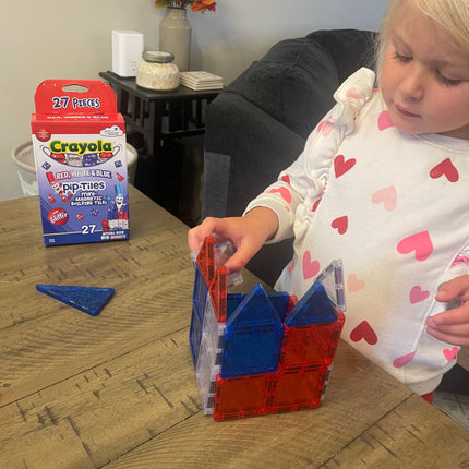 Crayola Red, White &amp; Blue Glitter Mini pip-Tiles 27-Piece Magnetic Building Set