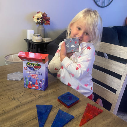 Crayola Red, White &amp; Blue Glitter Magnetic Tiles 14-Piece Set