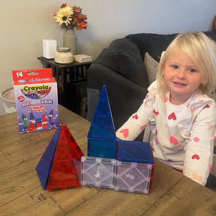 Crayola Red, White &amp; Blue Glitter Magnetic Tiles 14-Piece Set