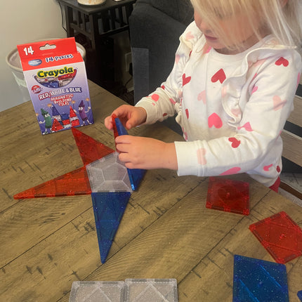 Crayola Red, White &amp; Blue Glitter Magnetic Tiles 14-Piece Set