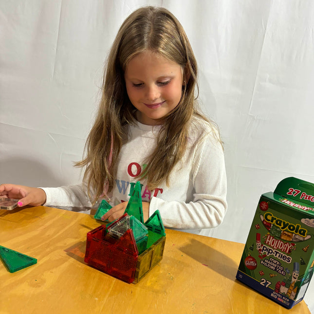 Crayola Holiday Glitter PIP-Tiles 27-Piece Magnetic Building Set