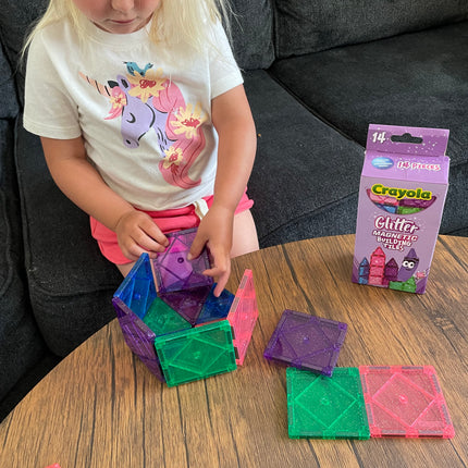 Crayola 14-Piece Glitter Magnetic Building Tile Set
