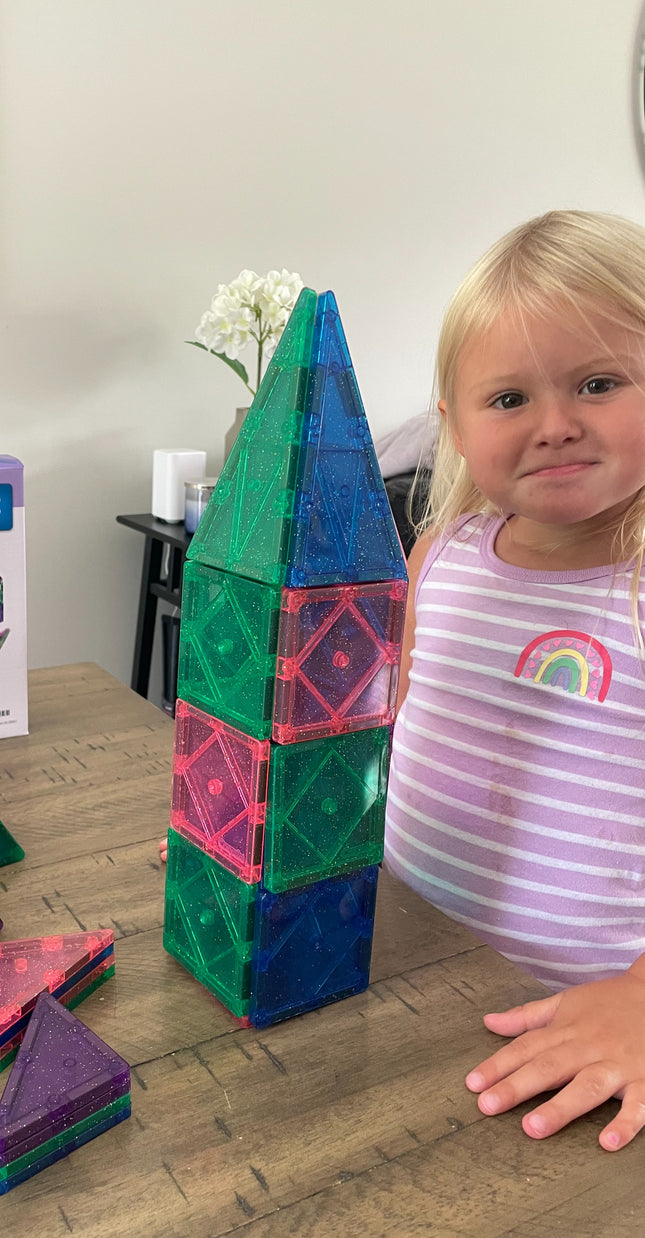 Crayola Glitter 24-Piece Magnetic Tile Building Set