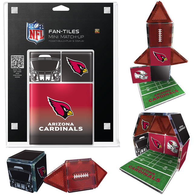 Arizona Cardinals NFL Fan-Tiles mini match-up packaging with tiles displayed.