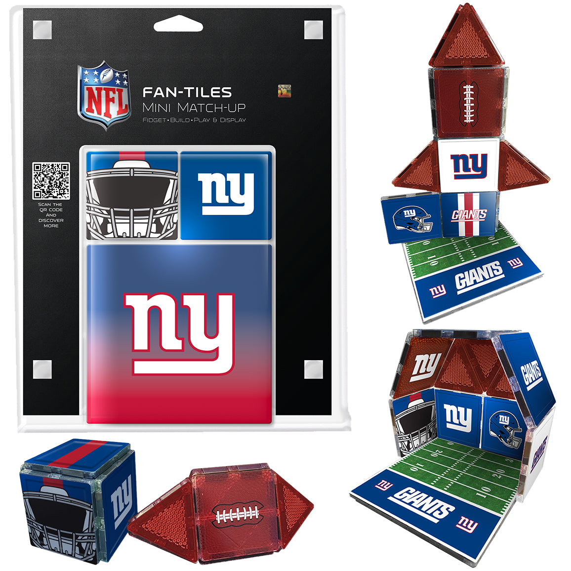 NFL Fan-Tiles Mini Match-Up with New York Giants logo packaging and tiles.