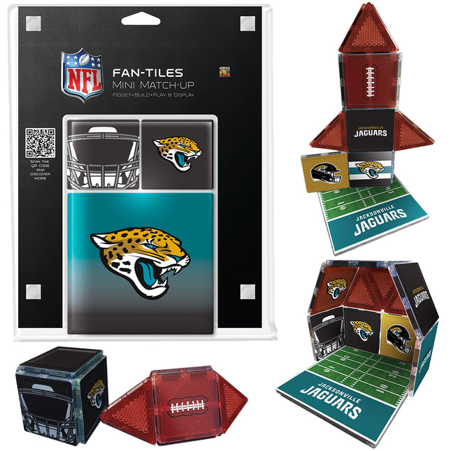 NFL Jacksonville Jaguars fan tiles packaging with tiles displayed