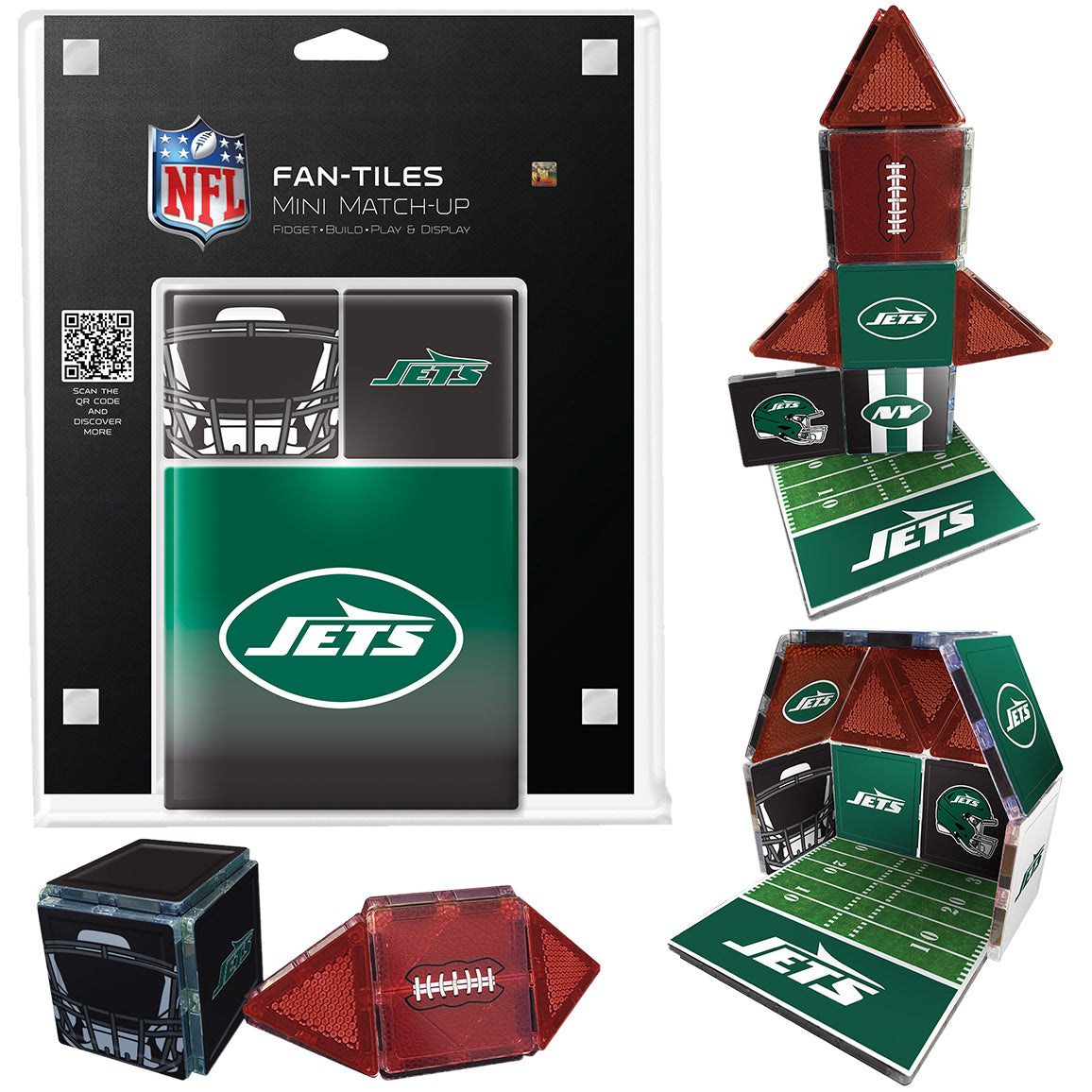 NFL Jets fan-tiles set with packaging and tiles displayed