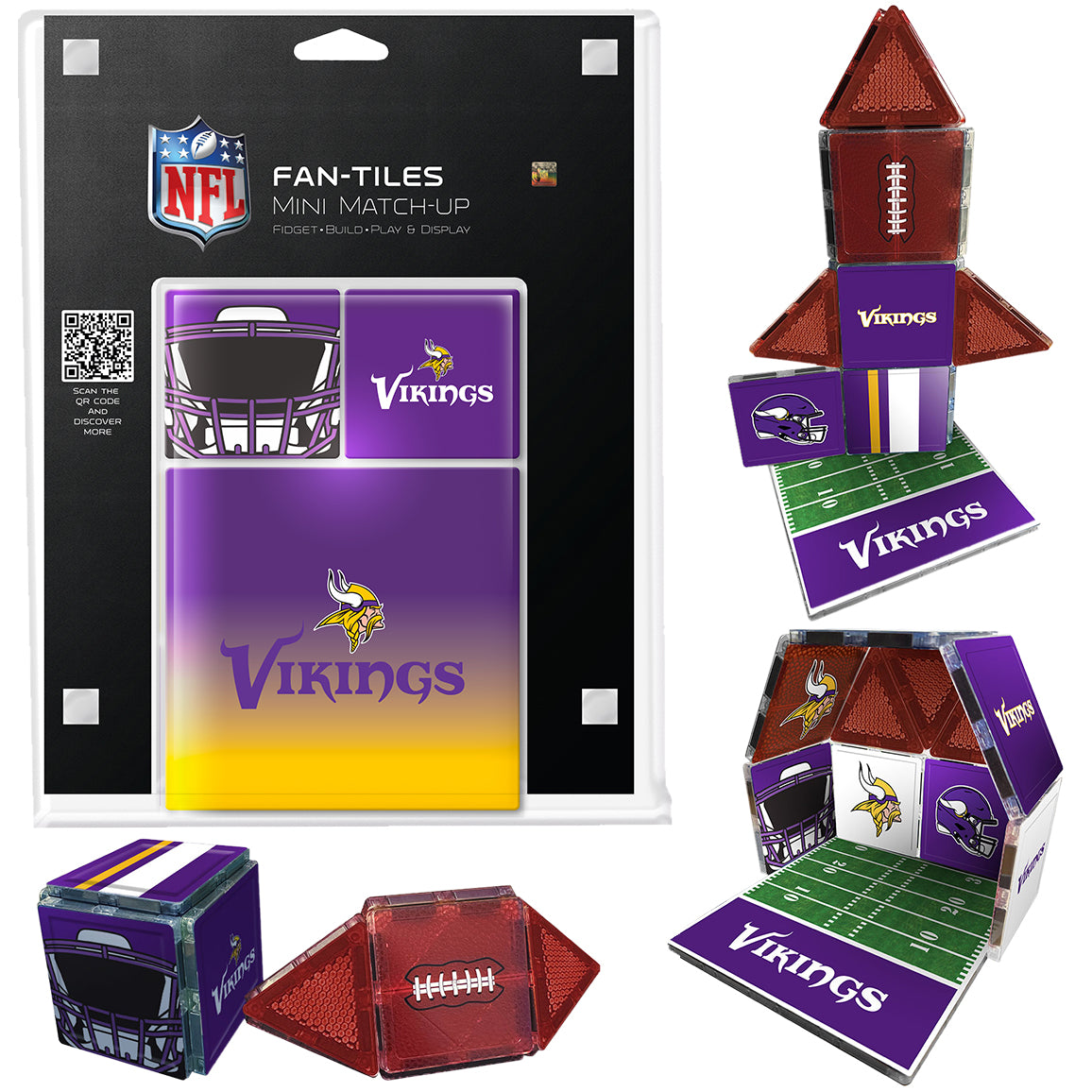 NFL Vikings fan-tiles mini match-up set with packaging