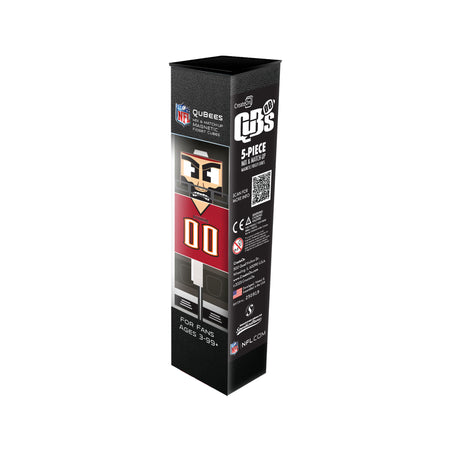 Black packaging box with NFL logo and product details on a white background