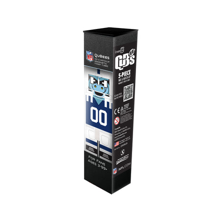 Black packaging box with NFL logo and product details on a white background