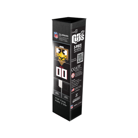 Black packaging box with NFL branding and product details on a white background