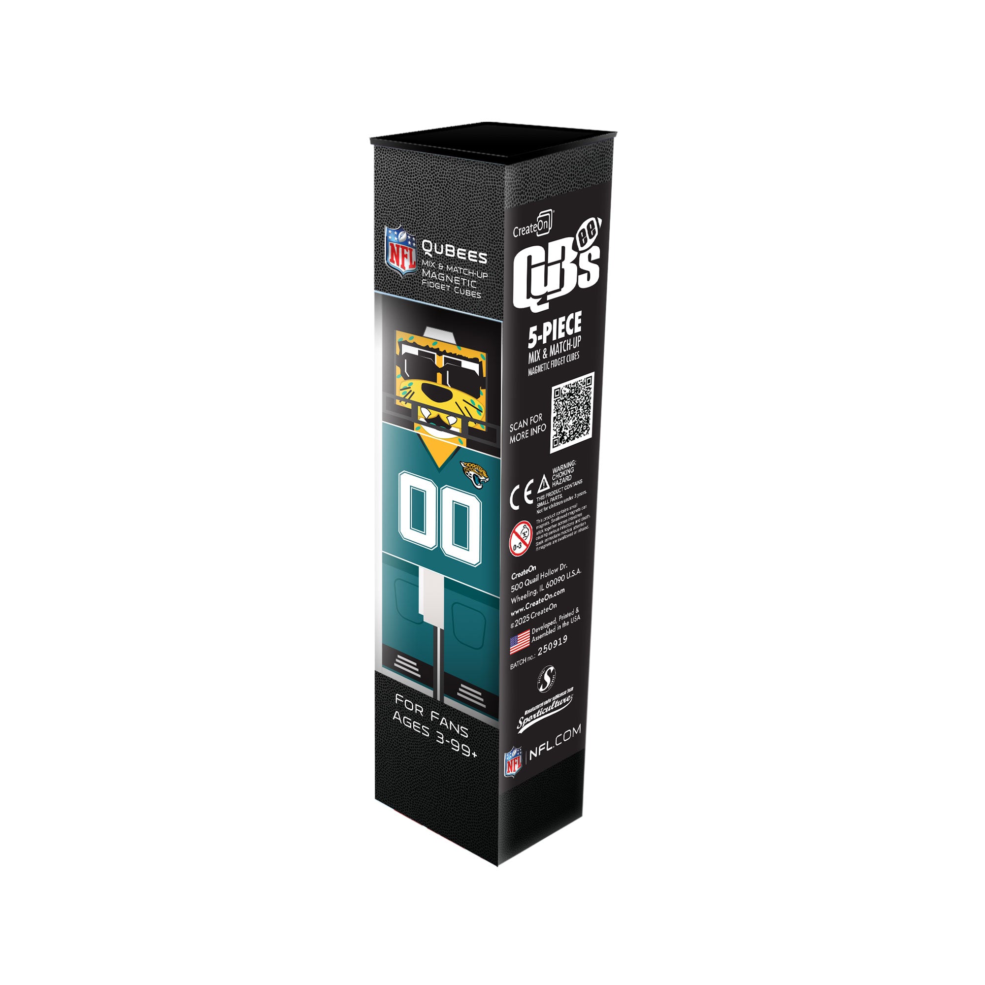 Box of NFL Qubees product on a white background