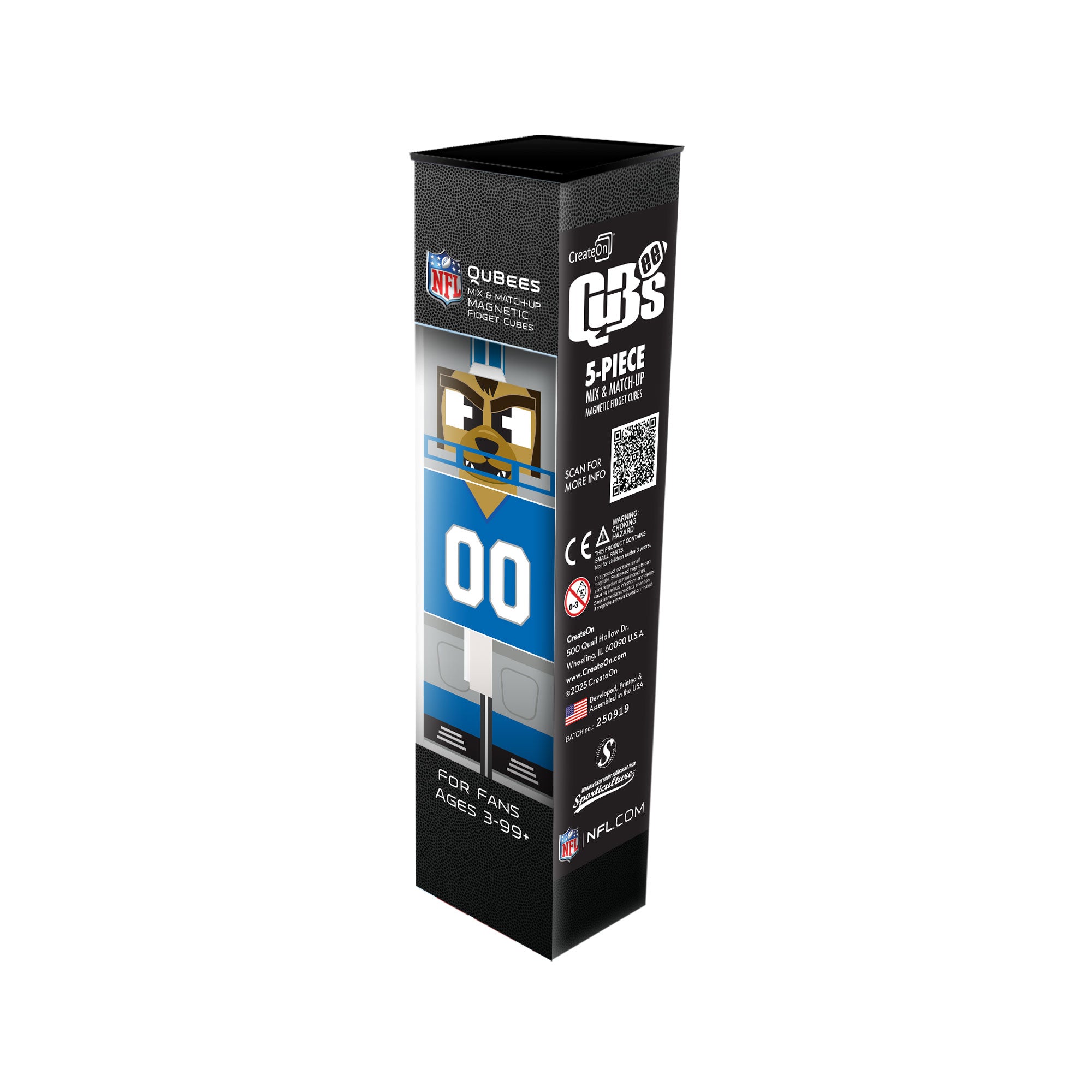 Qubees NFL toy packaging on a white background