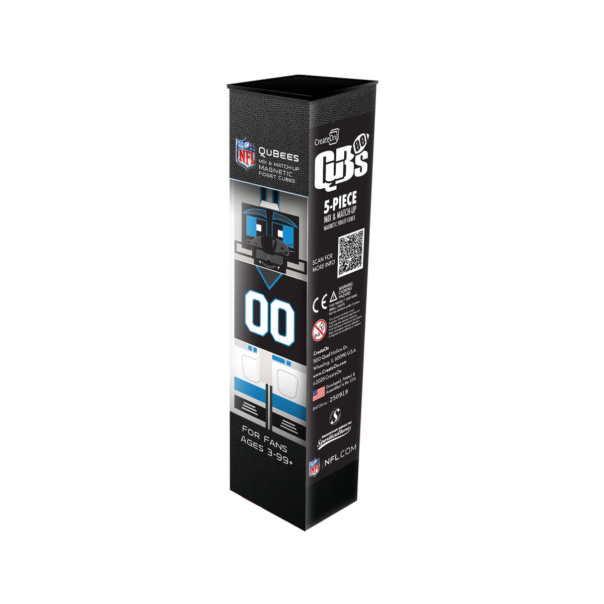 Black packaging box with NFL branding on a white background