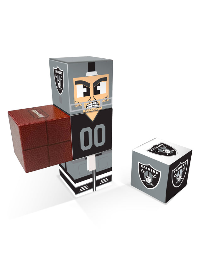 Set of sports-themed dice with character face and team logos on a white background