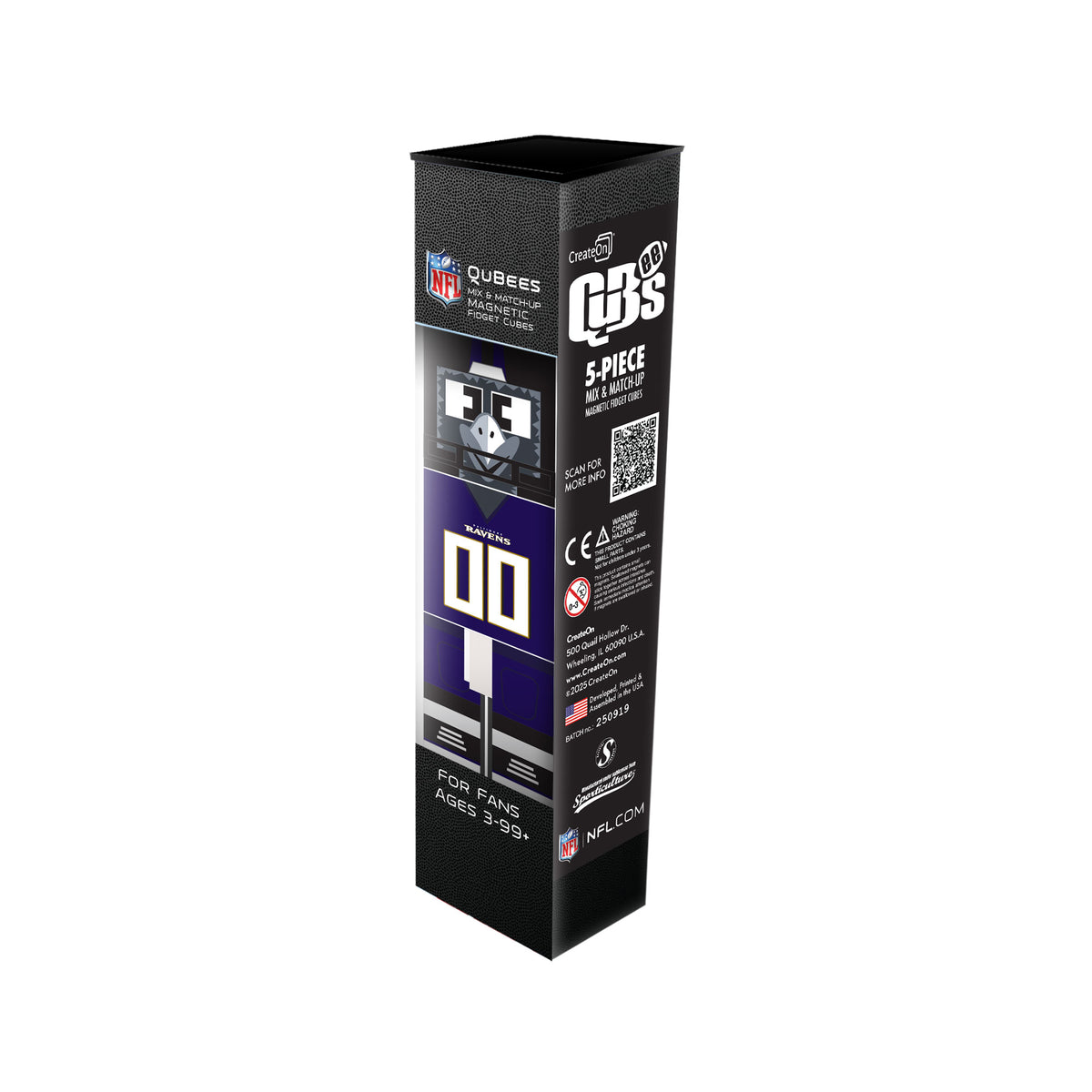 Box of NFL Qubees figure set on a white background