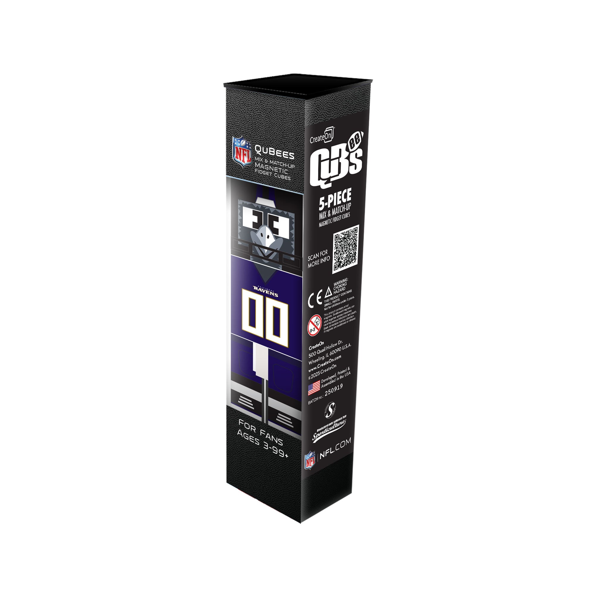 Box of NFL Qubees figure set on a white background