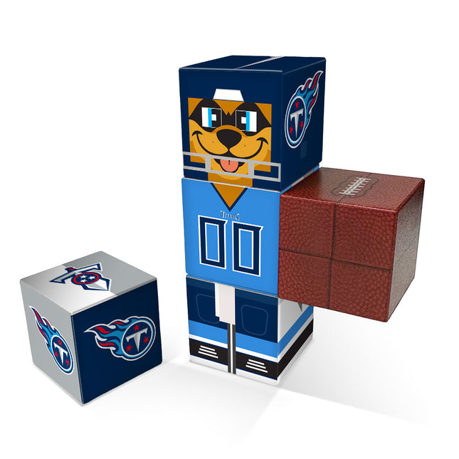 Stack of colorful blocks with Tennessee Titans logo on a white background