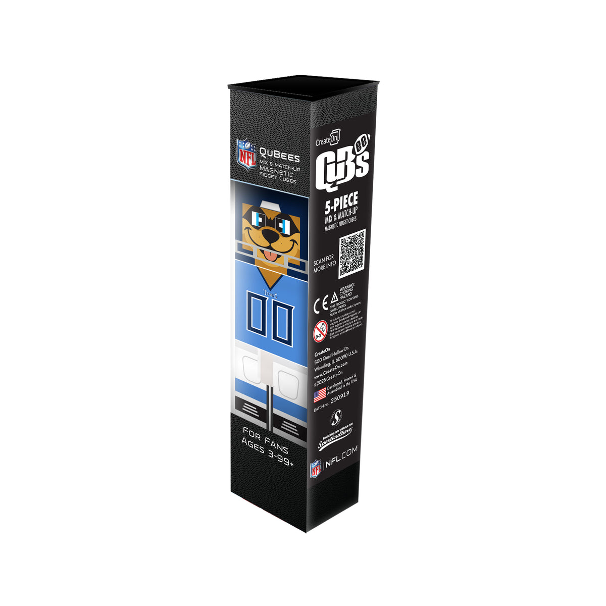 Qubees packaging Titans character on a white background