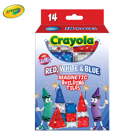 Crayola Red, White &amp; Blue Glitter Magnetic Tiles 14-Piece Set
