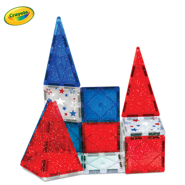 Crayola Red, White &amp; Blue Glitter Magnetic Tiles 14-Piece Set
