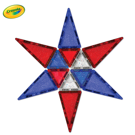 Crayola Red, White &amp; Blue Glitter Mini pip-Tiles 27-Piece Magnetic Building Set