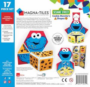 Sesame Street Cookie Monster Shapes 17 Piece Magnatile Set