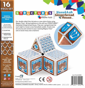 Hanukkah Gingerbread House Magna Tile Structure Set Back of the Box