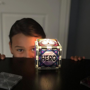 Boy looking at Healthcare Heroes Luminary Magnatiles