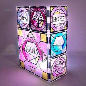 Love for Nana Luminary Magna Tiles on Pink Background Angle 1
